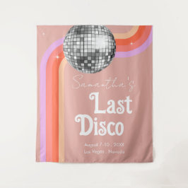 Tapiz Última disco retro rosado fin de semana de soltera