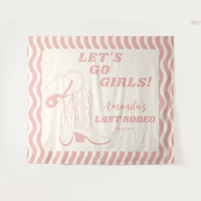 Tapiz Último Rodeo Fiesta de Despedida de Soltera Retro  (Anverso (horizontal))