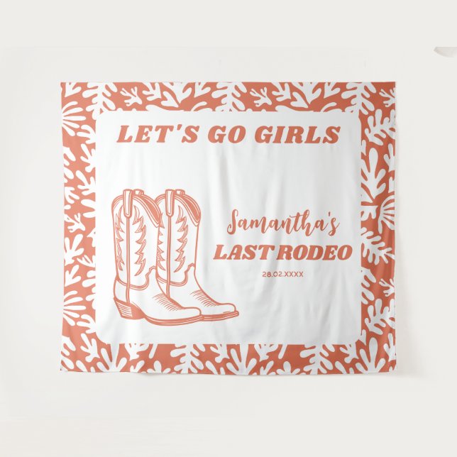 Tapiz Último Rodeo Fiesta de Soltera de Vaquera del Oest (Anverso (horizontal))