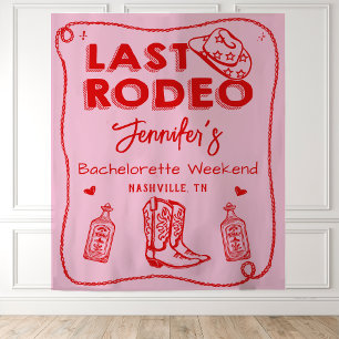 Tapiz Último Rodeo Rosa Rojo Vaquera Semana de Soltera