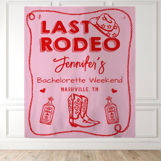 Tapiz Último Rodeo Rosa Rojo Vaquera Semana de Soltera (Subido por el creador)