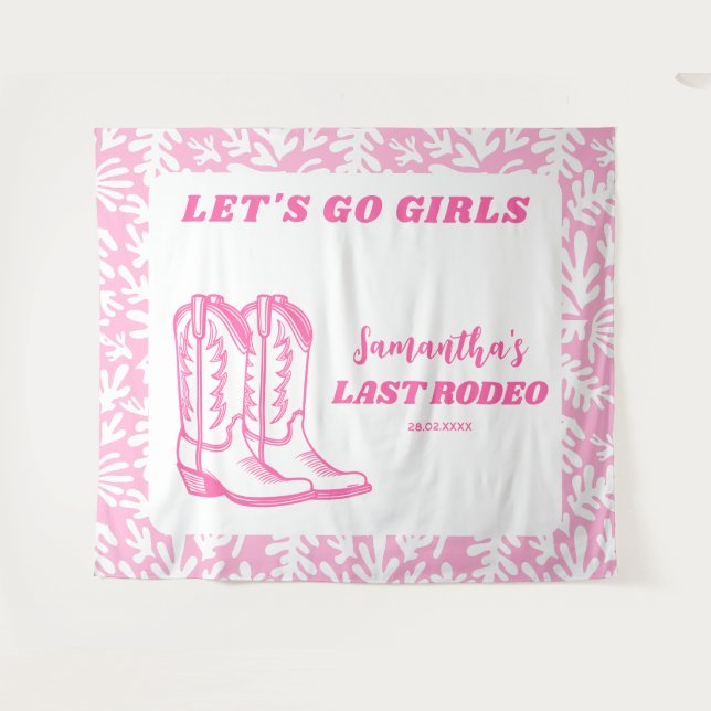 Tapiz Último Rodeo Western Cowgirl Despedida de Soltera (Anverso (horizontal))