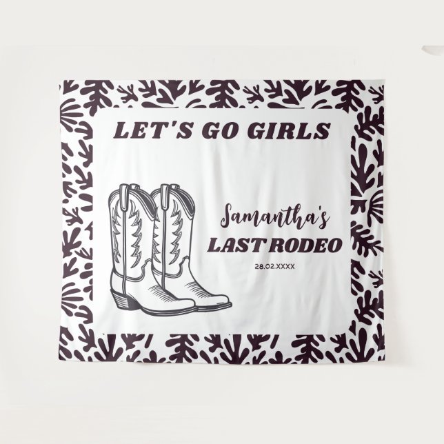 Tapiz Último Rodeo Western Cowgirl Despedida de Soltera (Anverso (horizontal))