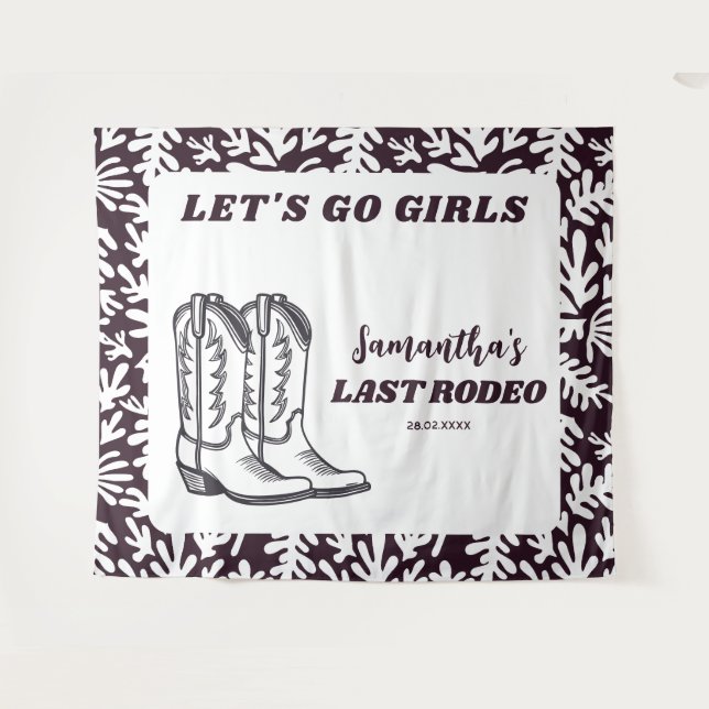 Tapiz Último Rodeo Western Cowgirl Despedida de Soltera (Anverso (horizontal))
