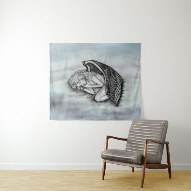 Tapiz Un ángel durmiente en las nubes del cielo (In situ (horizontal))