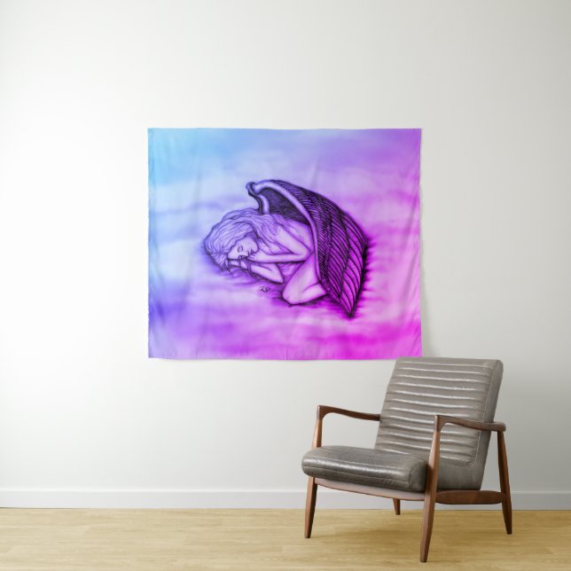 Tapiz Un ángel durmiente en las nubes del cielo (In situ (horizontal))