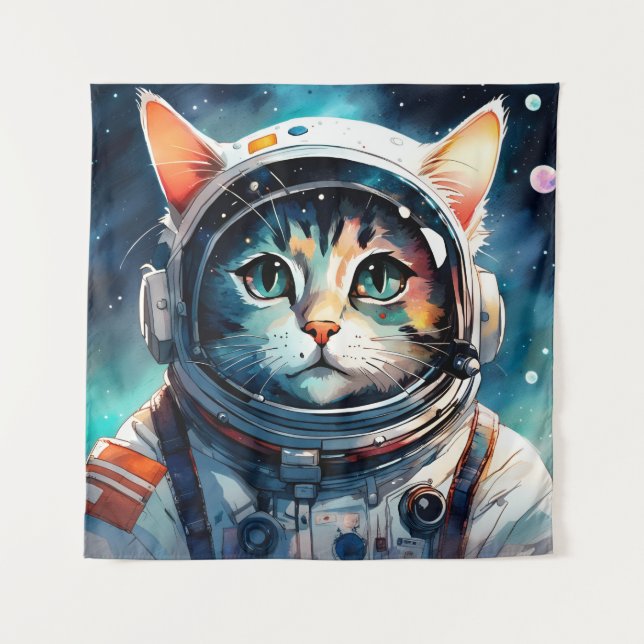 Tapiz Un astronauta gata de fantasía (Anverso)