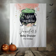 un bebé está en camino Halloween Baby Shower Backd