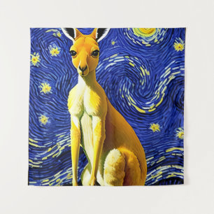 Tapiz Un canguro en la noche estrellada