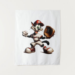 Tapiz Un cántaro de béisbol para gato tonto se levanta