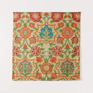 Tapiz Un diseño floral por espejo se repite. Naranja y v