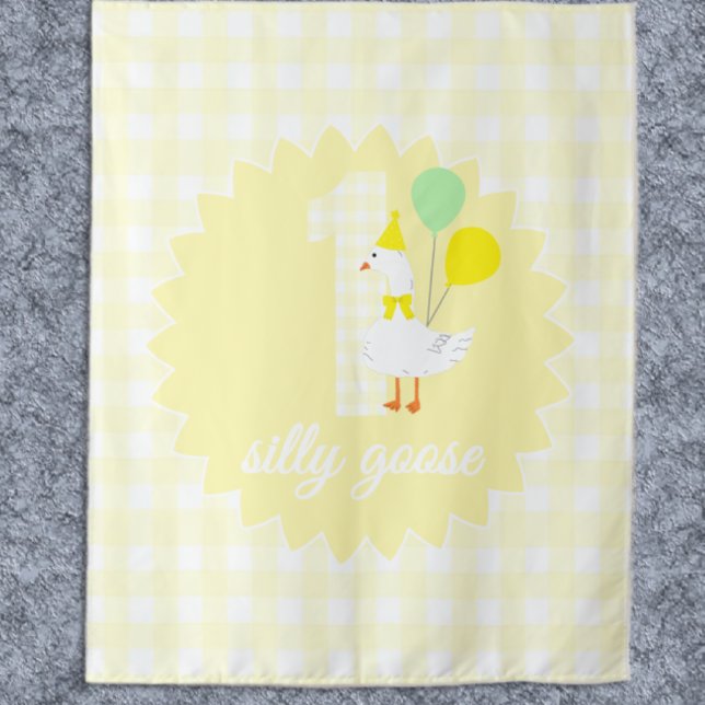 Tapiz Un ganso tonto Gingham cumpleaños 1 (Subido por el creador)
