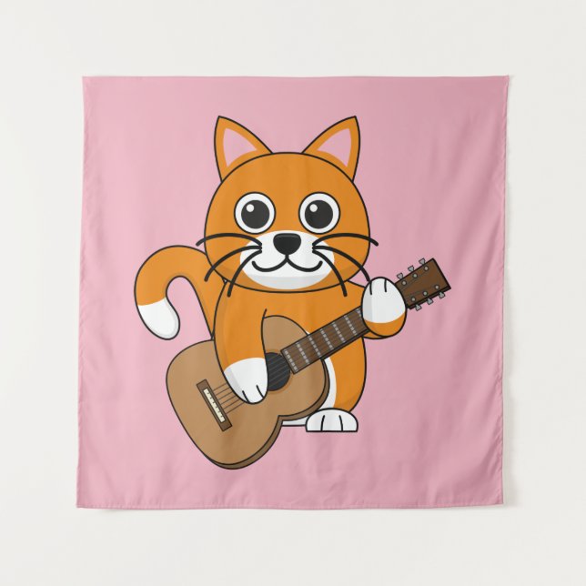 Tapiz Un gato blanco Naranja lindo tocando Personalizado (Anverso)