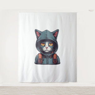 Tapiz un gato lindo con una caramba verde