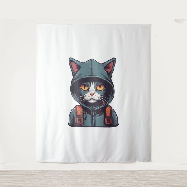 Tapiz un gato lindo con una caramba verde (Anverso)