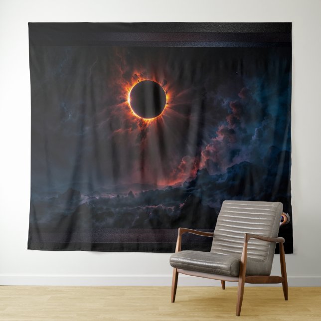Tapiz Un impresionante eclipse solar con arte de Xzendor (In situ (horizontal))