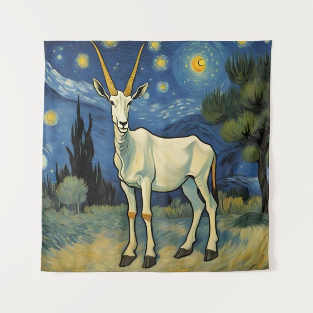 Tapiz un Oryx en una noche estrellada (Anverso)