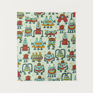 Tapiz Un patrón de robots - extraterrestres. ilustracion