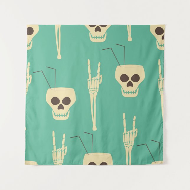 Tapiz Un patrón impecable de fiesta. Calaveras humanas c (Anverso)