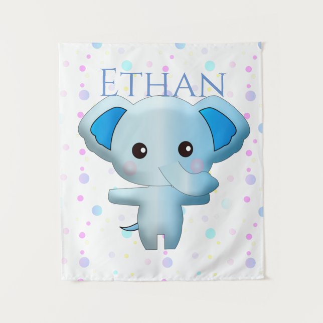 Tapiz Un pequeño elefante azul (Anverso)