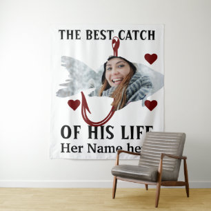 Tapiz Un pescador afortunado pareja de peces foto coinci