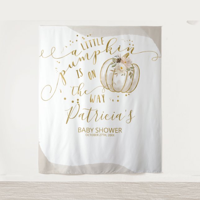 Tapiz Un poco de la calabaza Baby Shower fondo (Anverso)