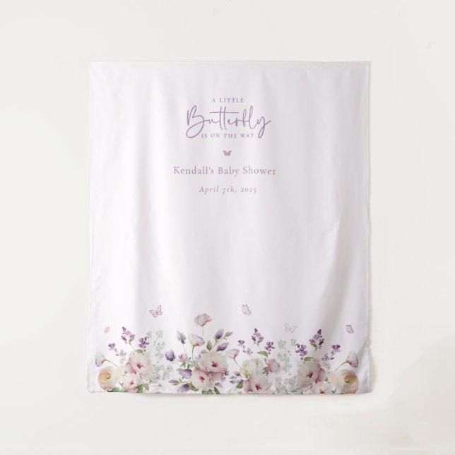 Tapiz Un poco de mariposa en Baby Shower (Anverso)