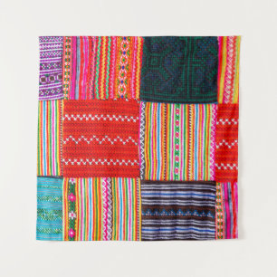 Tapiz un tejido de mosaico en estilo asiático multicolor