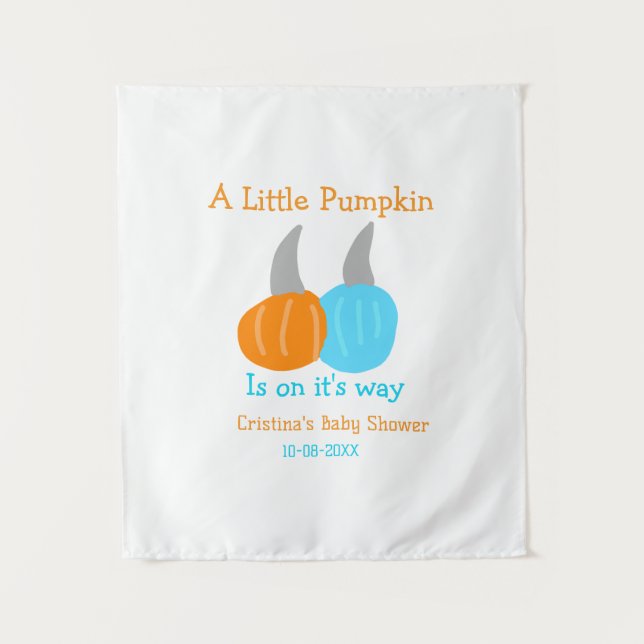 Tapiz Una calabaza está en camino naranja de ducha para  (Anverso)