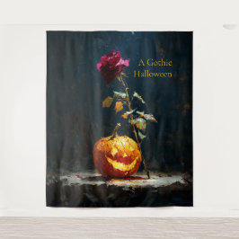 Tapiz Una calabaza y rosa de Halloween gótica