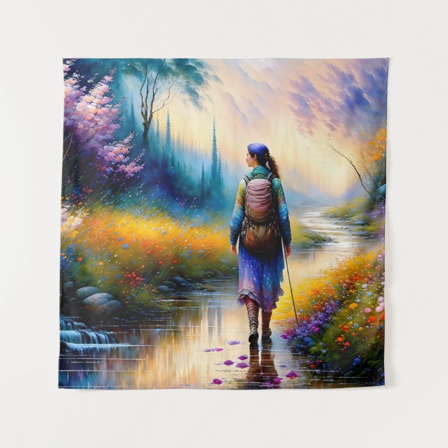 Tapiz Una caminata en la obra de arte de Woods (Anverso)