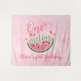 Tapiz Una en un Melón sandía acuarela 1er cumpleaños