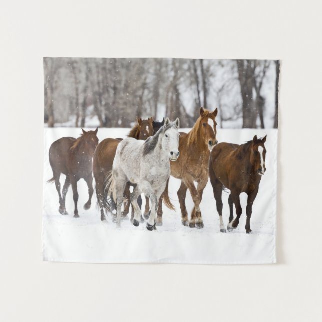 Tapiz Una escena invernal de caballos en carrera (Anverso (horizontal))
