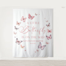 Una Mariposa Rosa Está En Camino De Baby Shower