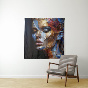 Tapiz Una mujer abstracta cara 1 - Vidrio manchado
