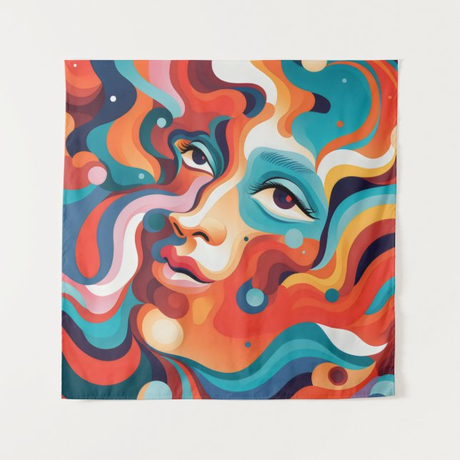 Tapiz Una mujer colorida y vibrante arremetida de emocio (Anverso)
