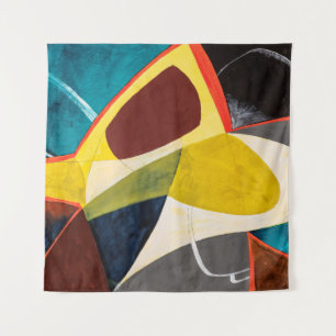 Tapiz Una Pintura De Acuarela Abstracta Modernista.