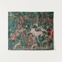 Unicorn Caza Arte Medieval, Unicorn Se Defiende A 