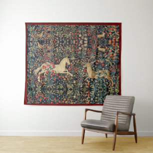 TAPIZ UNICORN Y DEER,FLORES,FLORES DE ANIMALES FORESTALE