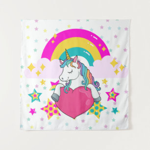 Tapiz Unicornio arcoiris con estrellas