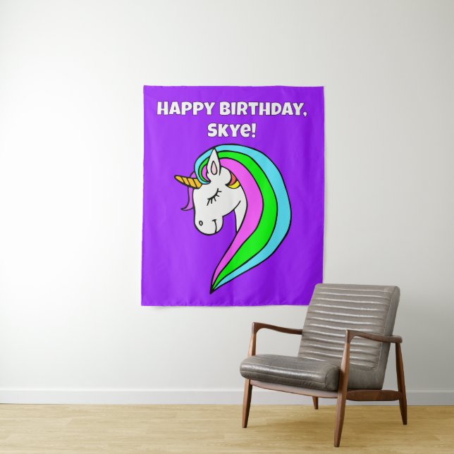 Tapiz Unicornio de Arcoíris Personalizado (In situ)