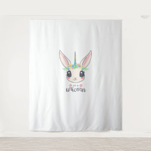 Tapiz unicornio de conejo lindo y divertido