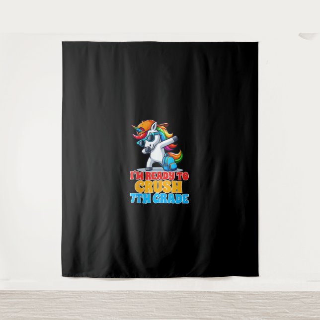 Tapiz Unicornio de séptimo grado estoy listo para aplast (Anverso)