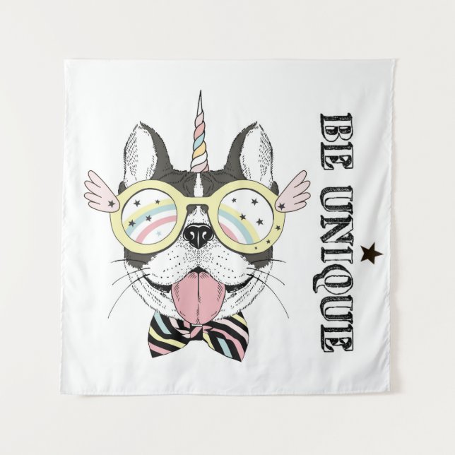 Tapiz Unicornio del bulldog francés (Anverso)