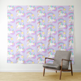 Tapiz Unicornio durmiente con estrella de tiro colorido