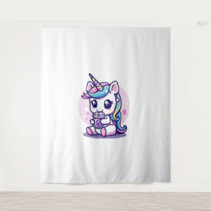 Tapiz Unicornio Kawaii comiendo Sopa de Fideos Ramen Grá