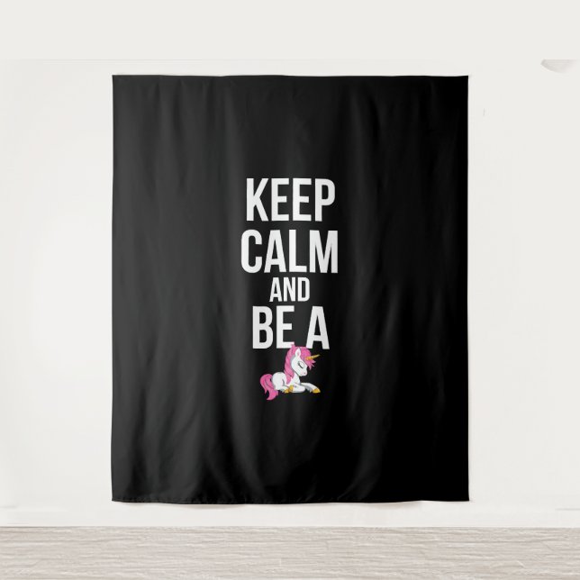 Tapiz Unicornio Mantente tranquilo y sé unicornio (Anverso)