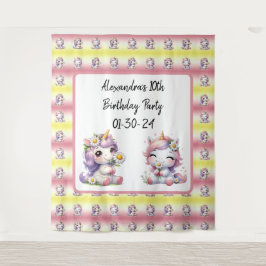 Tapiz Unicornios y margaritas, fiesta de cumpleaños de n