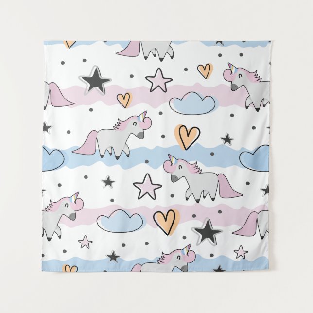 Tapiz Unicorns and stars pattern (Anverso)
