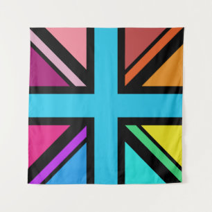 Tapiz Unión Jack/Bandera Multicolorizado+Diseño Negro